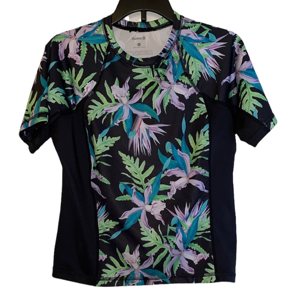 SOLD - Hurley Big Girls Tropical UPF 50 short sleeve rashguard (Size: Large)